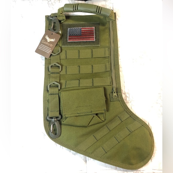 🇺🇸 Garud Military Tactical USA Flag Christmas Stocking OD Green NEW w/ Tags - Picture 1 of 6
